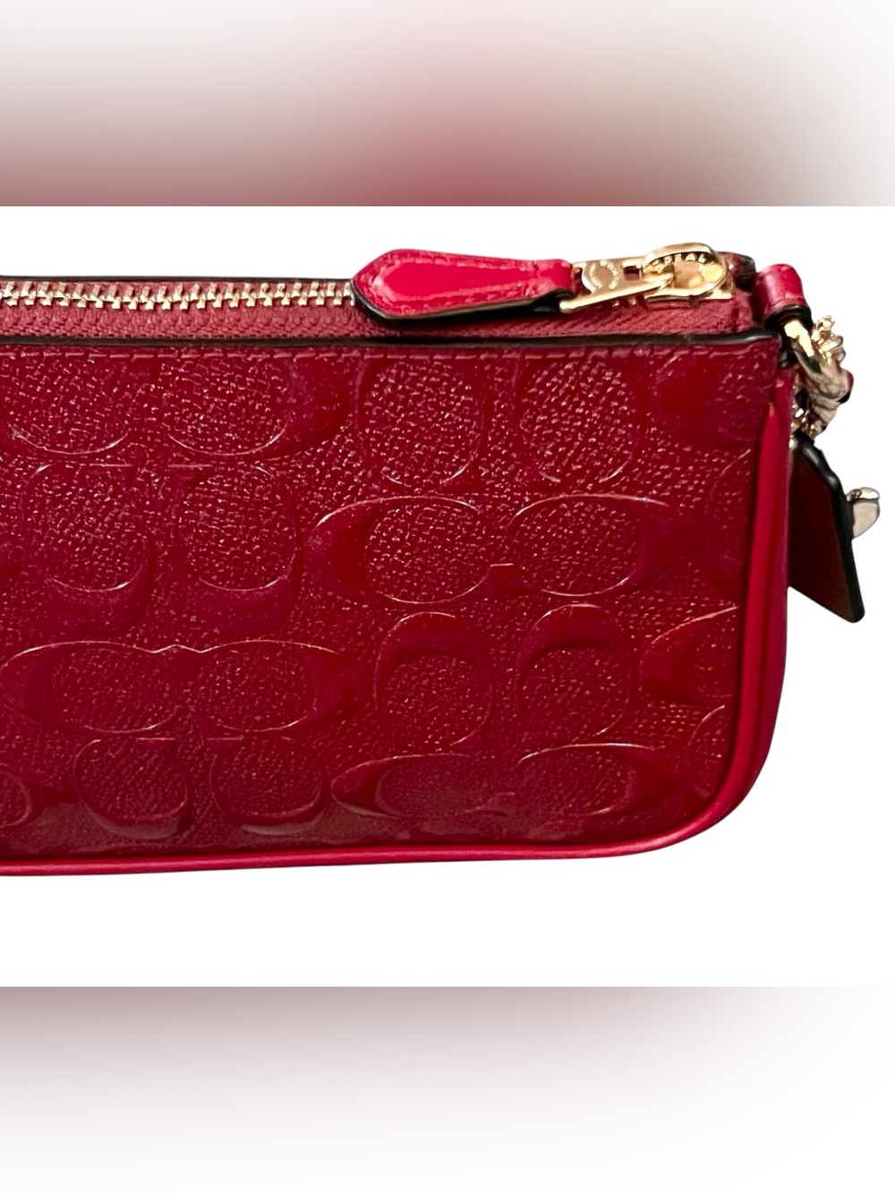 COACH Signature Debossed Chain Large Wristlet 19/ Shoulder Bag - Picture 6 of 15